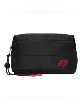 Victoria’s Secret PINK Quilted Cosmetic Pouch with Rhinestone Kiss Lip Black